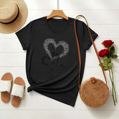 BLVB Valentine Day Shirts for Women Crewneck Love Heart Girlfriend Valentines Gift Tshirt Graphic Short Sleeve Tee Tops