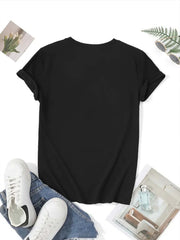 Birthday Mom Print Lightweight Breathable Crew Neck Tee Casual Outing Top