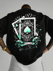 Vintage Ace of Spades Playing Card Back Graphic Print, Trendy Casual Streetwear Tee,Men Crew Neck Tshirts,Men Sportwear
