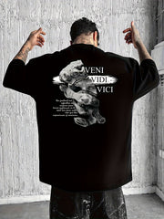 Men'S Casual Crew Neck T-Shirt Men‘s Broken Statue Graphic T‑Shirt, Men Streetwear Tee, Vintage Aesthetic Top for Daily Wear