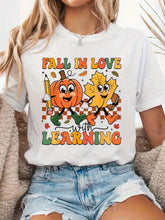 100% Cotton Fall In Love With Learning Thanksgiving Teacher Student T-Shirt