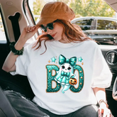 Plus Size Women's Halloween Tee Featuring Adorable Pumpkin Graphic for Casual Wear Halloween Gift Shirt Crew Neck Tee Women Clothing