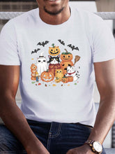 Halloween T-Shirt, Cats Whimsical Graphic Print Short Sleeve Casual Top, Round Neck