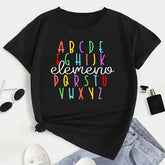 ABC Elemeno Alphabet Teacher Graphic T?Shirt for Women, Cotton Crew Neck Short Sleeve, Preschool Kindergarten Teacher Casual Tee Top
