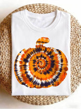 Women's Retro Tie‑Dye Pumpkin Graphic T‑Shirt Halloween Fall Short Sleeve Casual Tee