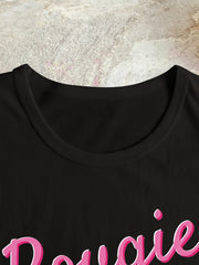 Bougie With A Little Bit Of Hood Women's Graphic T?Shirt, Casual Short Sleeve Crew Neck Funny Slogan Tee Summer Everyday Tops