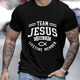 Team Jesus John 3:16 Lifetime Member Christian Fish Graphic T?Shirt, Unisex Crew Neck Short?Sleeve, Cotton Inspirational Religious Casual Tee Top