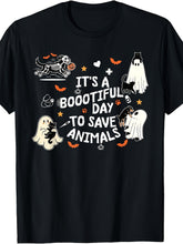 It's A Boootiful Day To Save Animals Vet Tech Halloween Graphic Tee for Men Women, Cute Animal Rescue Short Sleeve T-Shirt, Casual Crew Neck Top for Vet Gift