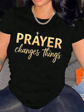 Prayer Changes Things Graphic T?Shirt for Women, Cotton Crew Neck Short Sleeve, Christian Faith Inspirational Casual Religious Tee Top