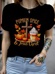 Women's Pumpkin Spice & Jesus Cross T-Shirt