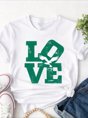 LOVE Football Philadelphia Fans Print Cotton Oversized Short Sleeve Tee Top