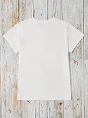 Capybara Selfie Print Short Sleeve Tee Spring Summer Crew Neck Top