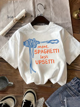 More Spaghetti Less Upsetti T-Shirt Women Men Funny Italian Food Lover Tee
