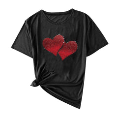 EchfiProm Womens Shirts Love Heart Graphic Tee Valentine Day Summer Short Sleeve Cute Tops for Ladies Valentine
