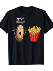 Men’s Humorous Potato French Fries Graphic T‑Shirt, “Is That You Bro?” Funny Cartoon Short Sleeve Crewneck Tee, Casual Daily Wear Top Men Tshirts