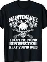 Maintenance Technician Graphic T‑Shirt, Skull Wrench Vintage Distressed Short Sleeve Tee for Men