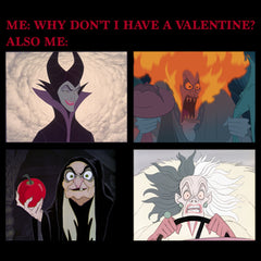 Junior's Disney Villains Valentine's Day Meme EVIL Graphic Tee Black Medium