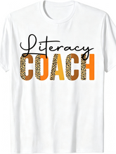 Literacy Coach Leopard Print Fall Letter Graphic Casual Crewneck T?Shirt Reading Teacher Appreciation Gift Top