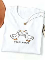 Goose Bumps Funny Duck Graphic T‑Shirt, Cute Farm Goose Casual Short‑Sleeve Novelty Top For Men Women