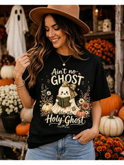 Holy Ghost T-Shirt Cute Bible Ghost Leopard Bow Christian Halloween Tee