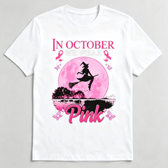 "In October We Wear Pink" Breast Cancer Awareness T-Shirt for Men Women