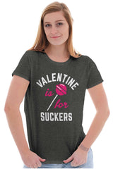 Funny Valentines Day For Suckers Womens Slim Fit Graphic Tee Brisco Brands M