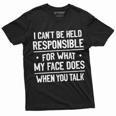 Funny Saying Shirt what my face does when you talk Sarcasm sarcastic T-shirt (Small Grey)