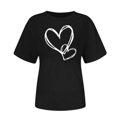 Nmnitkp Womens Tops Casual Crewneck Tee - Valentines Day Graphic Short Sleeve T-Shirt Black,S