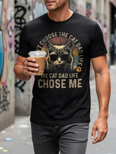 The Cat Dad Life Chose Me Shirt Funny Pet Owner Retro T-Shirt