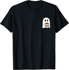 Ghost Drinking Coffee Funny Halloween Costume Coffee Lover T-Shirt
