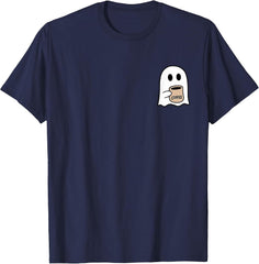Ghost Drinking Coffee Funny Halloween Costume Coffee Lover T-Shirt