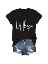 Women’s Inspirational Graphic T-Shirt Let Them Script Print Casual Short Sleeve Crew Neck Tee Minimalist Positive Quote Shirt Everyday Wear