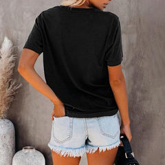 Women's Retro Pumpkin Print Crew Neck T-Shirt Halloween Tees for Women