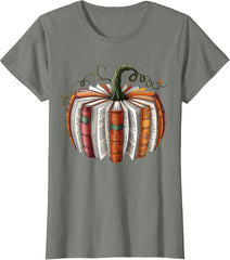 Retro Funny Fall Book Pumpkin Witch Bookworms Librarians T-Shirt