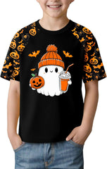 Ithalt Kids Halloween Shirt for Girls Boys Ghost Tshirt Spooky Season Tee