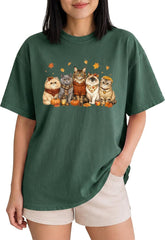 Cute Fall Cats Autumn Graphic Tee