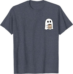 Ghost Drinking Coffee Funny Halloween Costume Coffee Lover T-Shirt
