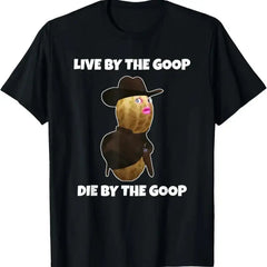 LIVE BY THE GOOP Letter Print Short Sleeve Tee Unisex Crew Neck Casual Top