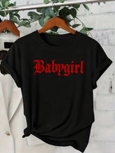 Women's Gothic Babygirl T-Shirt, Graphic Letter Print Casual Crewneck Tee