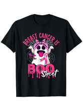 Breast Cancer Is Boo Sheet Halloween Awareness Pink Ghost Graphic Tee for Men Women, Cute Spooky Pink Ribbon Short Sleeve T-Shirt, Casual Crew Neck Top for Survivor Gift