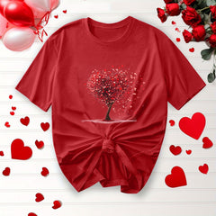 BiZtdJrK T Shirts for Women Love Heart Graphic Short Sleeve Tee Tops Summer Fashion T Shirt Valentine Day Holiday Tees Red S
