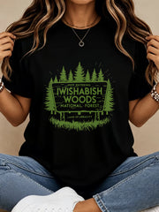 Comfortable And Soft T-shirt, Spring Summer Womens Clothing, National Forest Land Of Abracity Design, Popular Printed with Fun Prints
