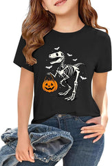 Toddler Boys Girls Halloween Shirt Pumpkin T-Shirt Kids Halloween Cotton Short Sleeve Cute Graphic Tee Top for 3-12 Year Kids