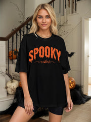 Oversized Halloween Shirts for Women Spooky Season Shirt Skeletons Costume
