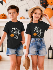 Toddler Boys Girls Halloween Shirt Pumpkin T-Shirt Kids Halloween Cotton Short Sleeve Cute Graphic Tee Top for 3-12 Year Kids