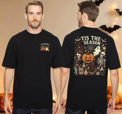 Halloween Shirt for Men Dancing Skeleton Tshirt Pumpkin Graphic Tee