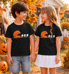 Kids Halloween Shirt Unisex Boys Girls Pumpkin Ghost Graphic Tee