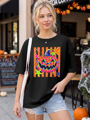 Women Halloween Shirt Oversized Funny Ghost Pumpkin Graphic Fall Tee