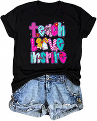 First Day of School Shirt Happy to See Your Face Shirt Teacher Tee Women Crew Neck Short Sleeve Tees Women Clothing