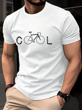 100% Men'S T-Shirt, Lightweight Short-Sleeve Top for Summer, Trendy And Stylish,a Round Neck, Versatile Casual Wear Featuring a Bicycle Graphic